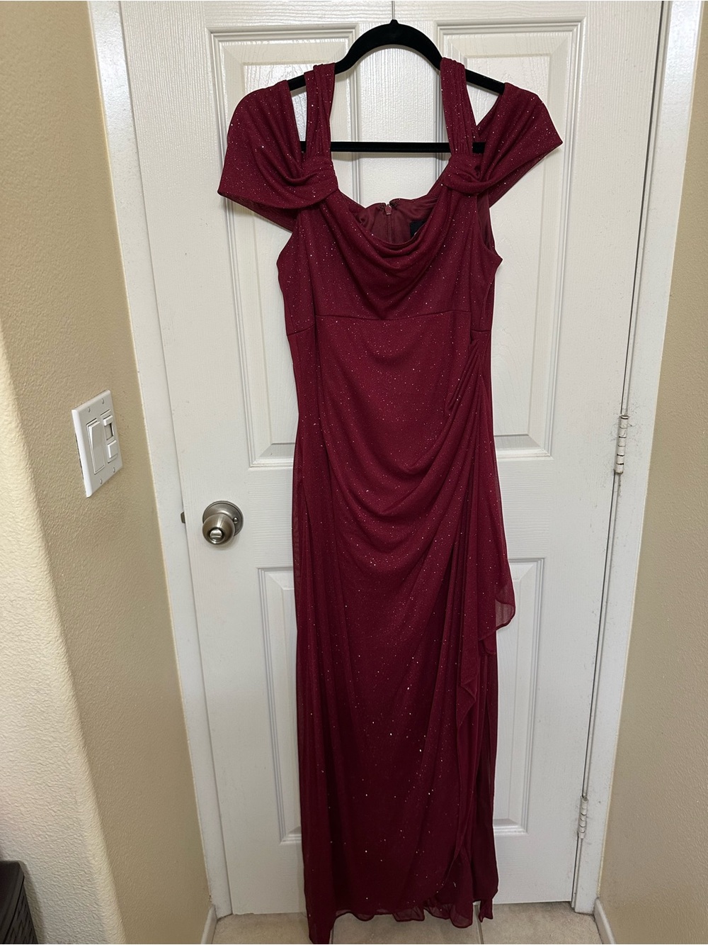 Alex Evenings Sparkling Burgundy Maxi Dress
